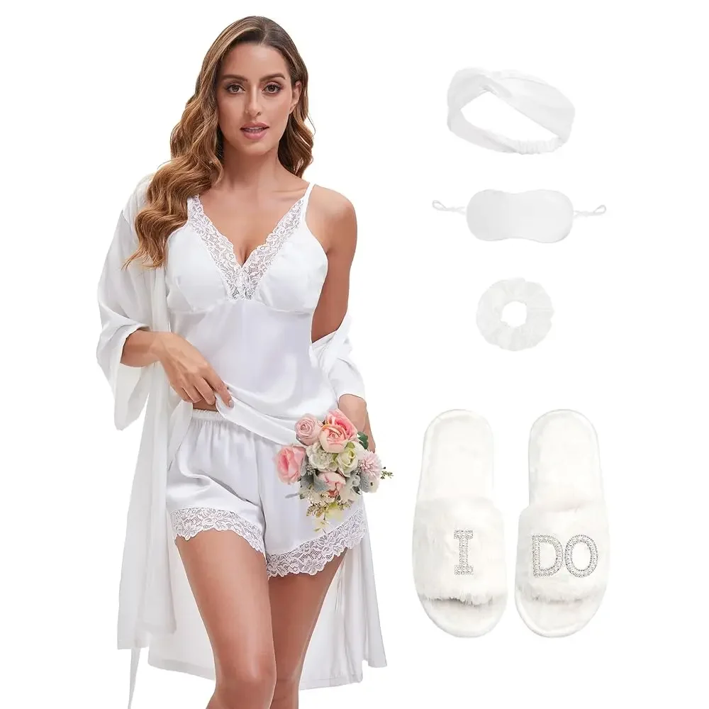 Bride Robe for Wedding Day Set Bridal Robes Silky Lingerie Pajamas Set Slippers for Wedding Bridal Bachelorette Party
Bride Robe for Wedding Day Set Bridal Robes Silky Lingerie Pajamas Set Slippers for Wedding Bridal Bachelorette Party