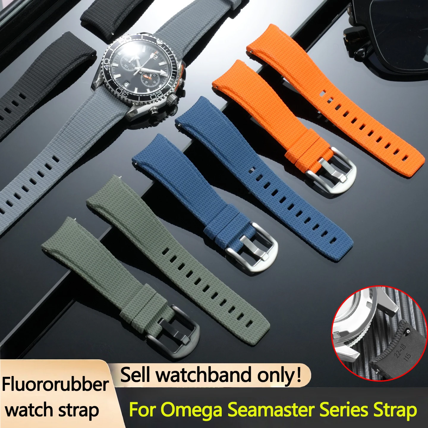 20 21 22mm Curved Fluororubber Watchband For Omega Seamaster 300/600 Speedmaster series Quick Release soft Waterproof Bracelet
20 21 22mm Curved Fluororubber Watchband For Omega Seamaster 300/600 Speedmaster series Quick Release soft Waterproof Bracelet