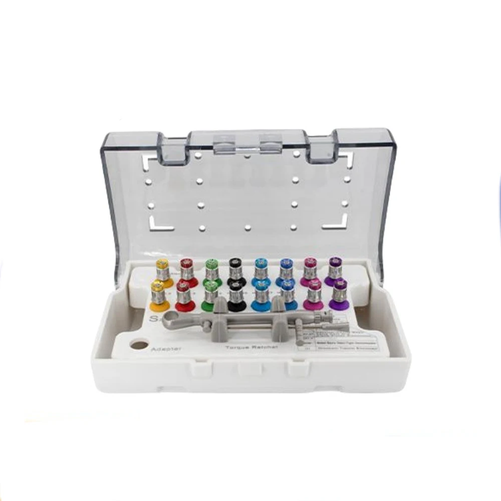 Dental Implant Screw Driver Colorful Torque Wrench Ratchet 10-70NCM with 16Pcs Screw Driver Universal Restoration Tools Kit 
Dental Implant Screw Driver Colorful Torque Wrench Ratchet 10-70NCM with 16Pcs Screw Driver Universal Restoration Tools Kit