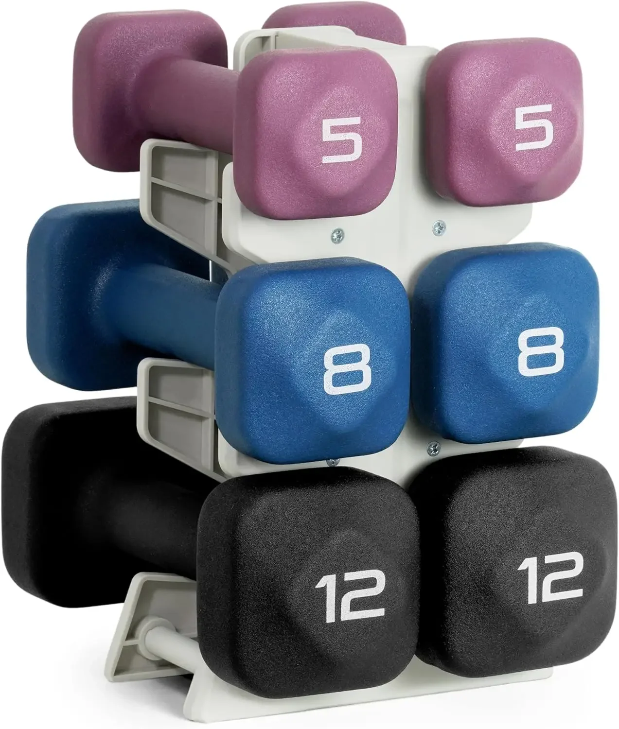 Non-Slip Neoprene Dumbbell Set with Storage Rack – 5lb, 8lb, 12lb Pairs
Non-Slip Neoprene Dumbbell Set with Storage Rack – 5lb, 8lb, 12lb Pairs