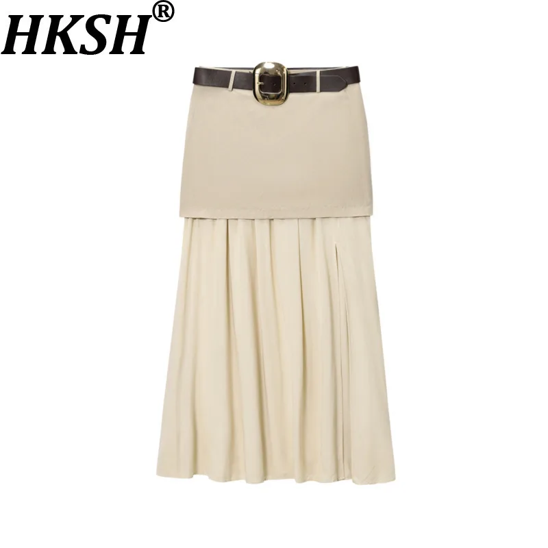 HKSH Summer New Women Tide Chic High Street Elegant Fashion Belted Patchwork Side Split Pleated Slimming Versatile Skirts HK7626
HKSH Summer New Women Tide Chic High Street Elegant Fashion Belted Patchwork Side Split Pleated Slimming Versatile Skirts HK7626