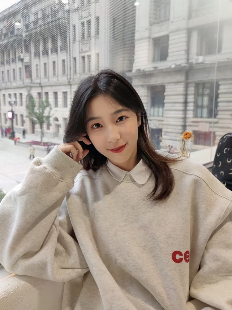 Oversize Shoulder-Length round Neck Long Sleeve Fleece Women's Sweatshirt CEC Letter Print Spring Commute Style Korean Version
Oversize Shoulder-Length round Neck Long Sleeve Fleece Women's Sweatshirt CEC Letter Print Spring Commute Style Korean Version