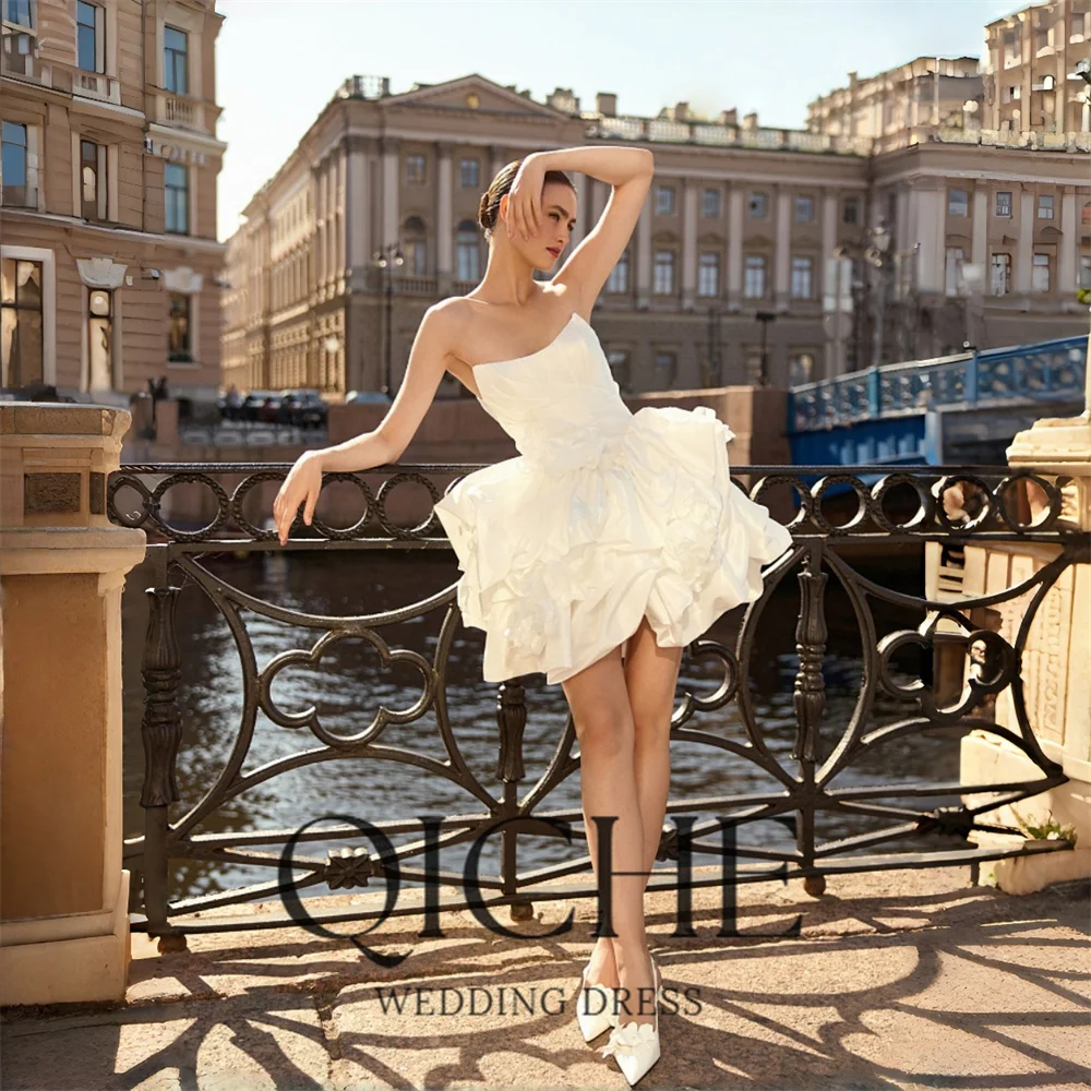 QICHE Modern Pleat Short A-Line Wedding Dress Flowers Boat-Neck Sleeveless Open Back Bridal Gown Vestidos De Noiva Customized
QICHE Modern Pleat Short A-Line Wedding Dress Flowers Boat-Neck Sleeveless Open Back Bridal Gown Vestidos De Noiva Customized