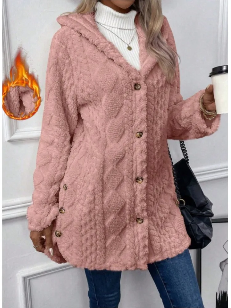 Women Cardigan Hoodie Casual Coats Autumn Winter Argyle Textured Pattern Hooded Irregular Hem Buttons Fleece Outerwear Coat
Women Cardigan Hoodie Casual Coats Autumn Winter Argyle Textured Pattern Hooded Irregular Hem Buttons Fleece Outerwear Coat
