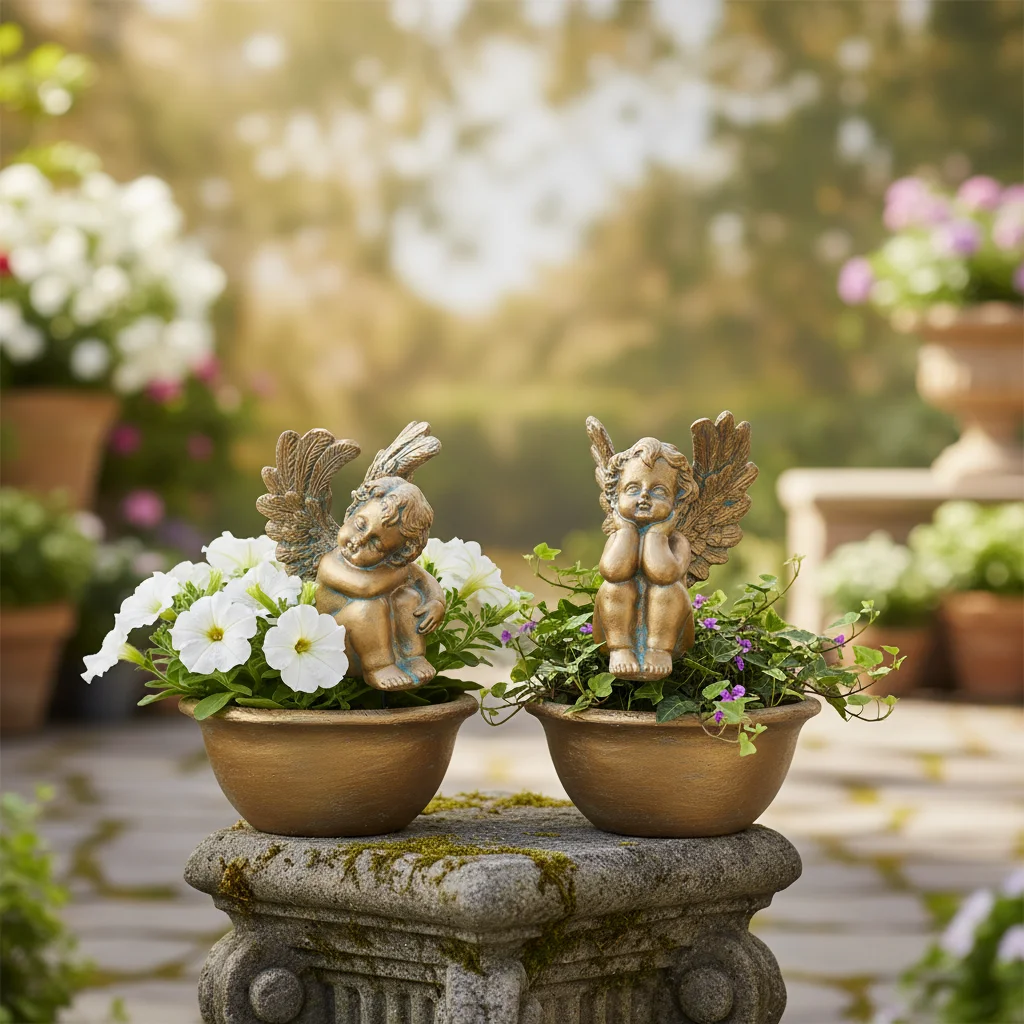Resin Antique Bronze Angel Planter Set For Outdoor Garden Lawn Decoration
Resin Antique Bronze Angel Planter Set For Outdoor Garden Lawn Decoration