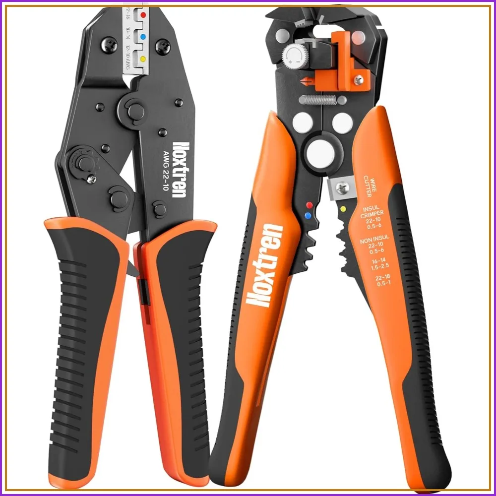 Self-Adjusting Wire Stripper and Crimping Tool, AWG 24-10 Stripper with AWG 22-10 Ratcheting Crimper for Heat Shrink Connectors
Self-Adjusting Wire Stripper and Crimping Tool, AWG 24-10 Stripper with AWG 22-10 Ratcheting Crimper for Heat Shrink Connectors