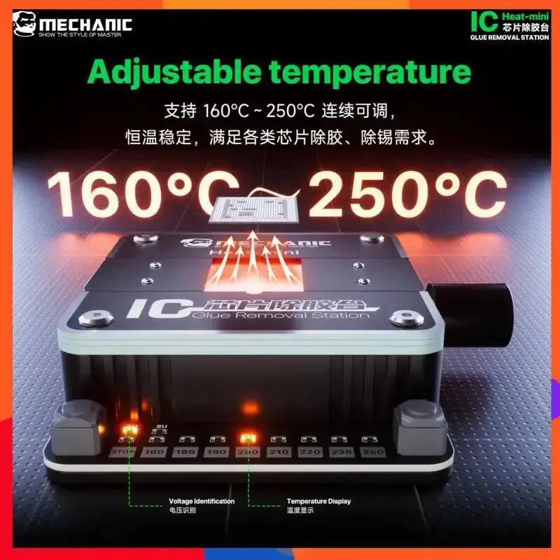 MECHANIC IC Chip Glue Removal Station Hidden Telescopic Screw Rod Supports 99 Mainstream Chips for iPhone Motherboard Repair
MECHANIC IC Chip Glue Removal Station Hidden Telescopic Screw Rod Supports 99 Mainstream Chips for iPhone Motherboard Repair