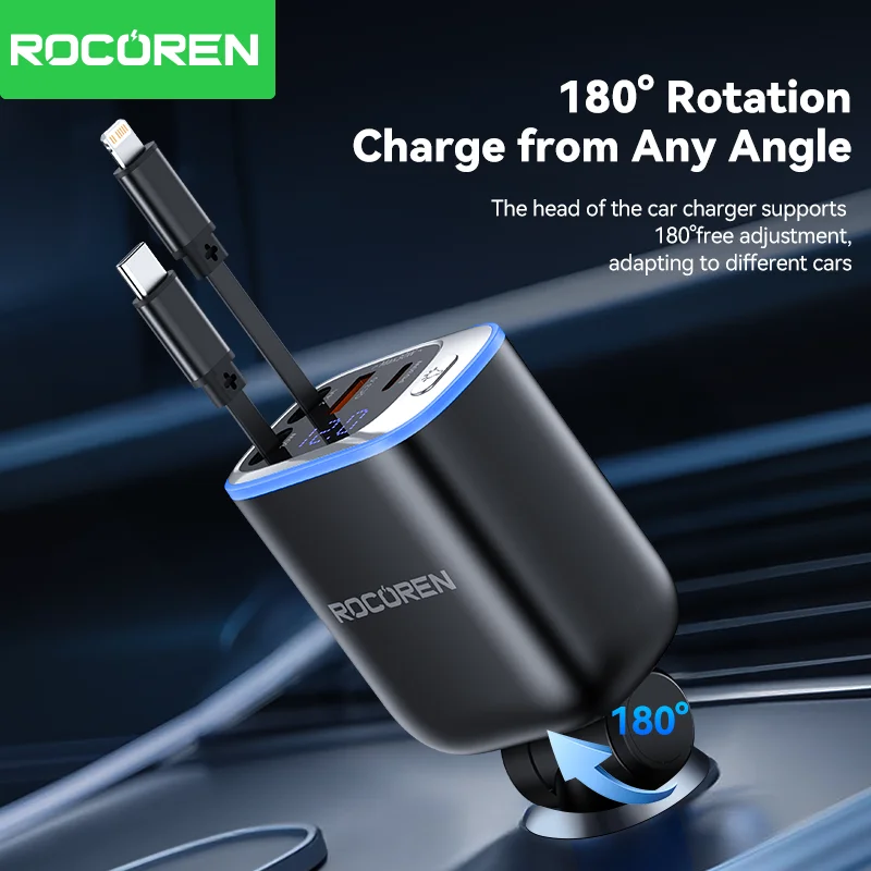 Автомобильное зарядное устройство Rocoren 75W 4-в-1 с выдвижным кабелем для быстрой зарядки телефонов iPhone 17, 16, 15, 14, 13, Samsung, Xiaomi
Автомобильное зарядное устройство Rocoren 75W 4-в-1 с выдвижным кабелем для быстрой зарядки телефонов iPhone 17, 16, 15, 14, 13, Samsung, Xiaomi