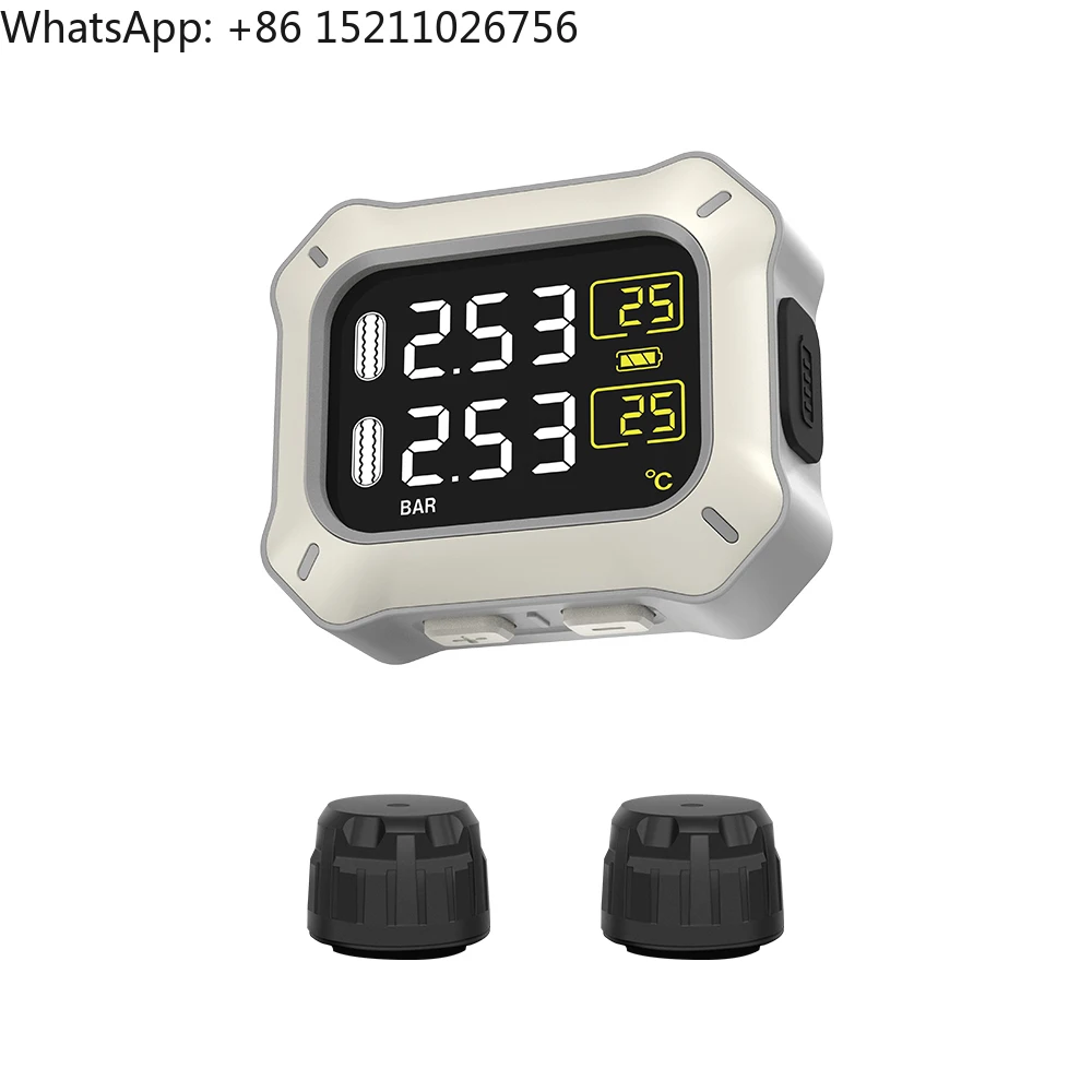 Wireless Motorcycle TPMS Tire Pressure -ing System External Sensor LCD Time Display Tyre Temperature - Alarm 
Wireless Motorcycle TPMS Tire Pressure -ing System External Sensor LCD Time Display Tyre Temperature - Alarm