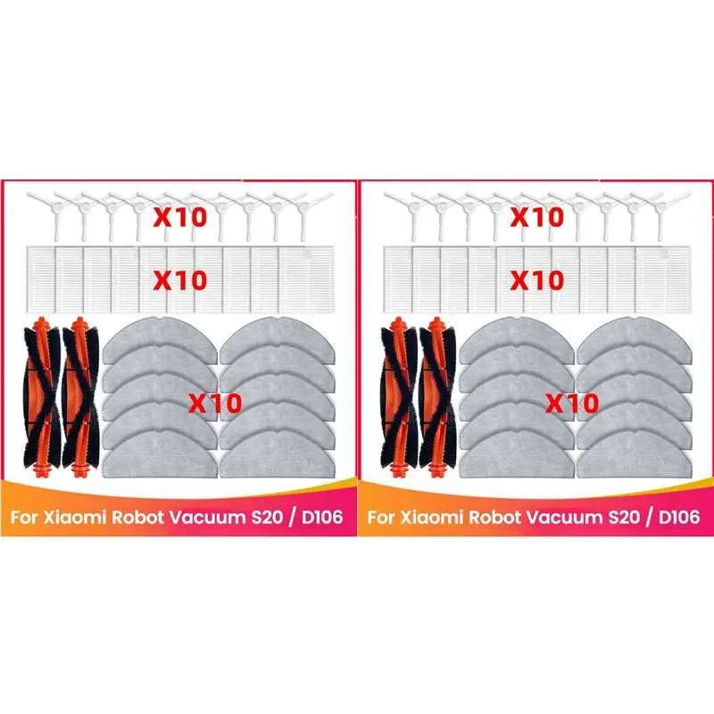 AA81-64PCS For Xiaomi Robot Vacuum S20 / D106 Replacement Parts Accessories Main Brush Side Brush Mop Cloth Filter
AA81-64PCS For Xiaomi Robot Vacuum S20 / D106 Replacement Parts Accessories Main Brush Side Brush Mop Cloth Filter