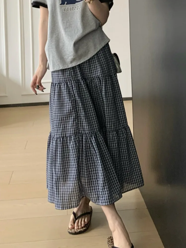 High Waist A-Line Midi Skirt Women's Summer New Style Wide Hem Thin Material Plaid Splicing Casual Commute Micro Elastic
High Waist A-Line Midi Skirt Women's Summer New Style Wide Hem Thin Material Plaid Splicing Casual Commute Micro Elastic