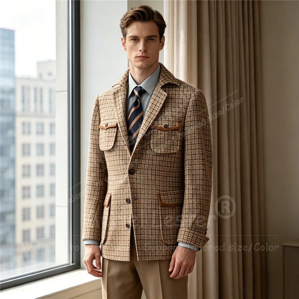 Classic Suit Men 2 Pieces Sets Plaid Checked Jacket With Solid Pants Customized Man Business Party Tuxedos Dinner Outfits 2027
Classic Suit Men 2 Pieces Sets Plaid Checked Jacket With Solid Pants Customized Man Business Party Tuxedos Dinner Outfits 2027