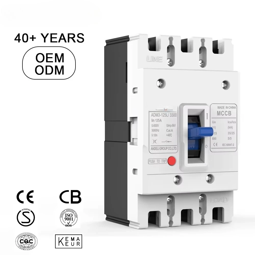 Blue Sky Series AC 125A 35kA Breaking Capacity Molded Case Circuit Breaker (MCCB) 3P 50/60Hz Model ADM3-125L-3300
Blue Sky Series AC 125A 35kA Breaking Capacity Molded Case Circuit Breaker (MCCB) 3P 50/60Hz Model ADM3-125L-3300