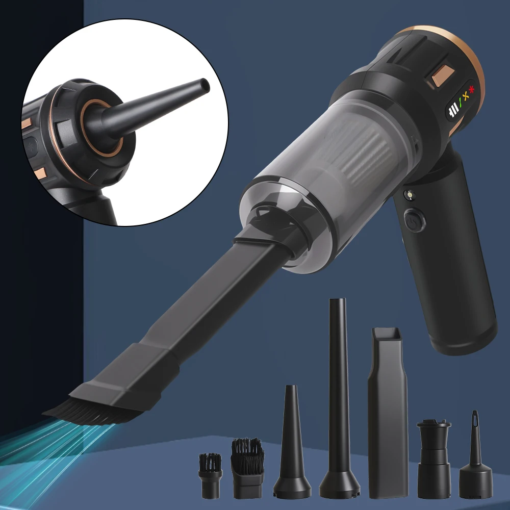 Car Vacuum Cleaner LED Indicator 4 In 1 Strong Blowing/Suction Quick Inflation Handheld Vaccum Cleaners Air Duster Wireless 
Car Vacuum Cleaner LED Indicator 4 In 1 Strong Blowing/Suction Quick Inflation Handheld Vaccum Cleaners Air Duster Wireless