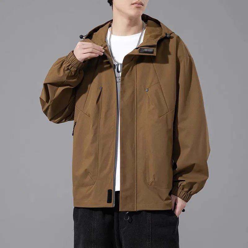 Men's Outdoor Waterproof Jaet Hooded Spring Autumn Loose Workwear Coat Faionable Polyester Fiber Zipper Closure Long Sve
Men's Outdoor Waterproof Jaet Hooded Spring Autumn Loose Workwear Coat Faionable Polyester Fiber Zipper Closure Long Sve
