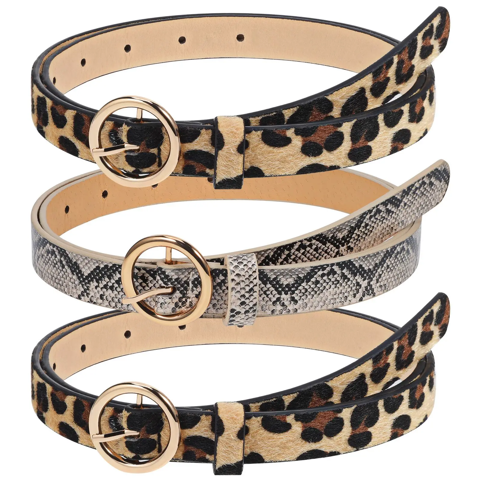 3 Pcs Belt Leopard Belt Print Snake Pattern Women Fashion Belts 105cm Waist Round Buckle Durable Stretch Resistance
3 Pcs Belt Leopard Belt Print Snake Pattern Women Fashion Belts 105cm Waist Round Buckle Durable Stretch Resistance