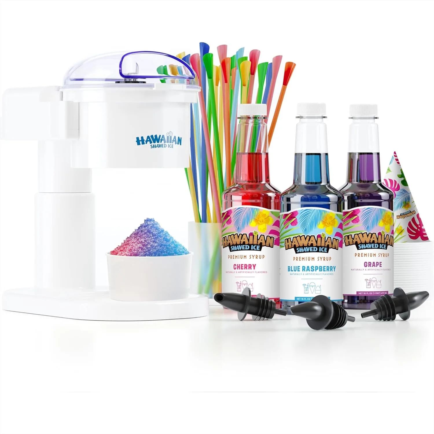 Snow Cone Machine Kit with Syrup, Cups & Spoon Straws - Hawaiian Shaved Ice S700, Easy to Use
Snow Cone Machine Kit with Syrup, Cups & Spoon Straws - Hawaiian Shaved Ice S700, Easy to Use