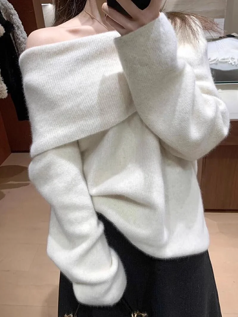 ROUJE KEFSS Women's Soft Cozy White One-Shoulder Knitted Sweater Autumn Winter Commute Style Long Sleeve Regular Length Top
ROUJE KEFSS Women's Soft Cozy White One-Shoulder Knitted Sweater Autumn Winter Commute Style Long Sleeve Regular Length Top
