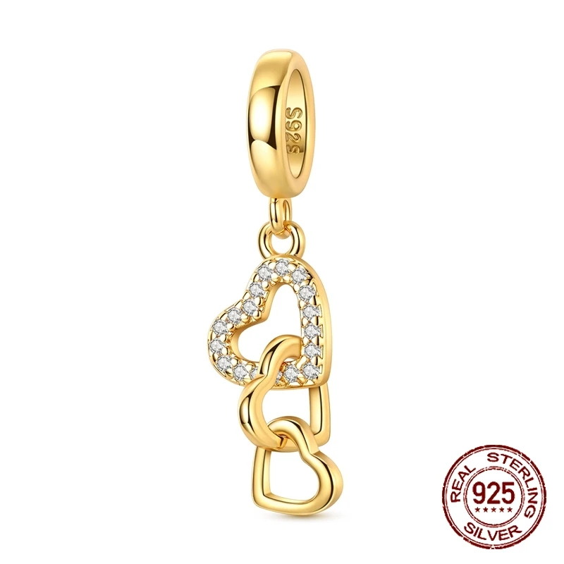 925 Sterling Silver Gold Heart-shaped Tassel Charm Pendant Fit Original Charm Bracelet Women DIY Jewelry Gift
925 Sterling Silver Gold Heart-shaped Tassel Charm Pendant Fit Original Charm Bracelet Women DIY Jewelry Gift