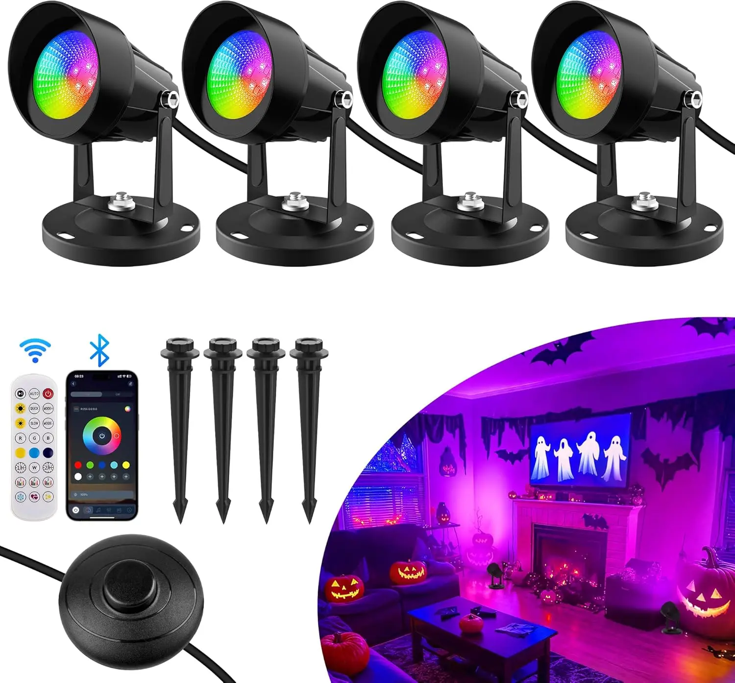 Smart RGBW Spotlights, Indoor Uplights with App & Remote, Music Sync, 16M Colors, Timer, Dimmable, Waterproof Floor Light for Plants Home Party Stage Decor, 4-Pack
Smart RGBW Spotlights, Indoor Uplights with App & Remote, Music Sync, 16M Colors, Timer, Dimmable, Waterproof Floor Light for Plants Home Party Stage Decor, 4-Pack