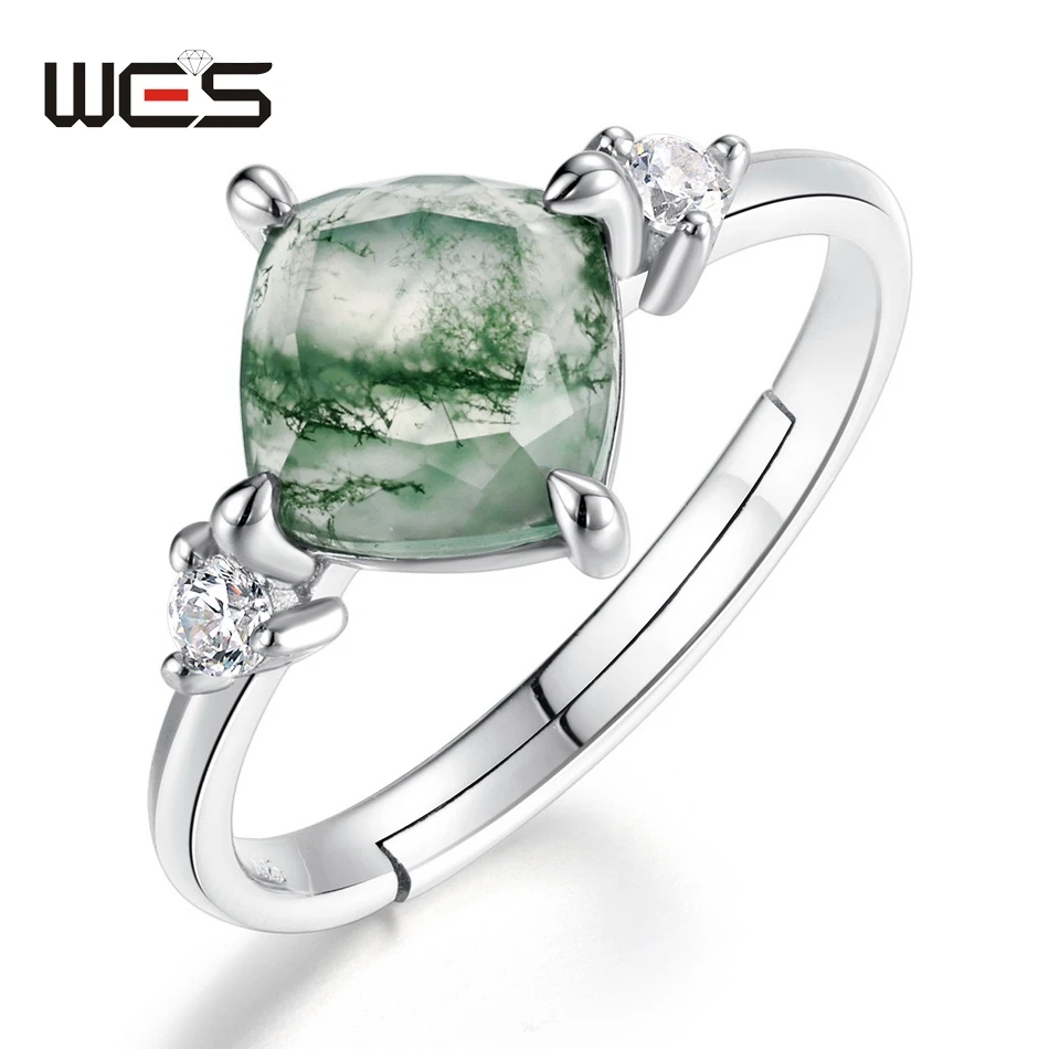 WES 100% 925 Silver Natural Unique Moss Agate Open Rings For Woman Geometric Shape Engagement Gift Forest Jewelry Wholesale
WES 100% 925 Silver Natural Unique Moss Agate Open Rings For Woman Geometric Shape Engagement Gift Forest Jewelry Wholesale