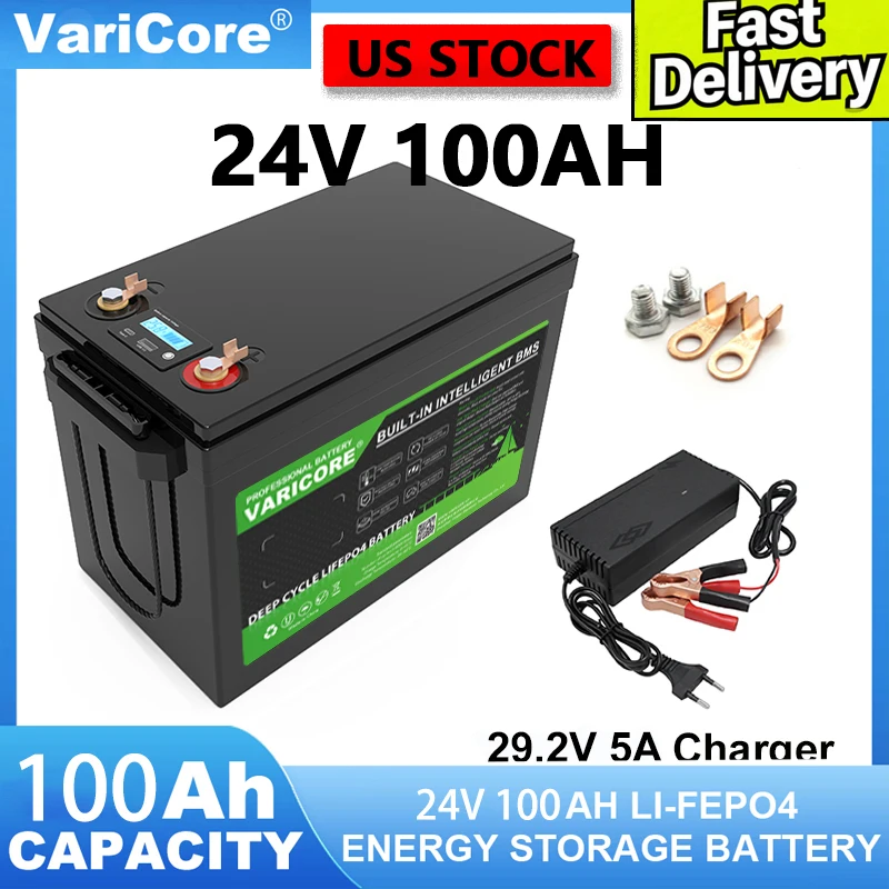 Аккумулятор VariCore 24В 100Ач LiFePO4 для мотоциклов, автодомов, гольф-каров с зарядным устройством
Аккумулятор VariCore 24В 100Ач LiFePO4 для мотоциклов, автодомов, гольф-каров с зарядным устройством