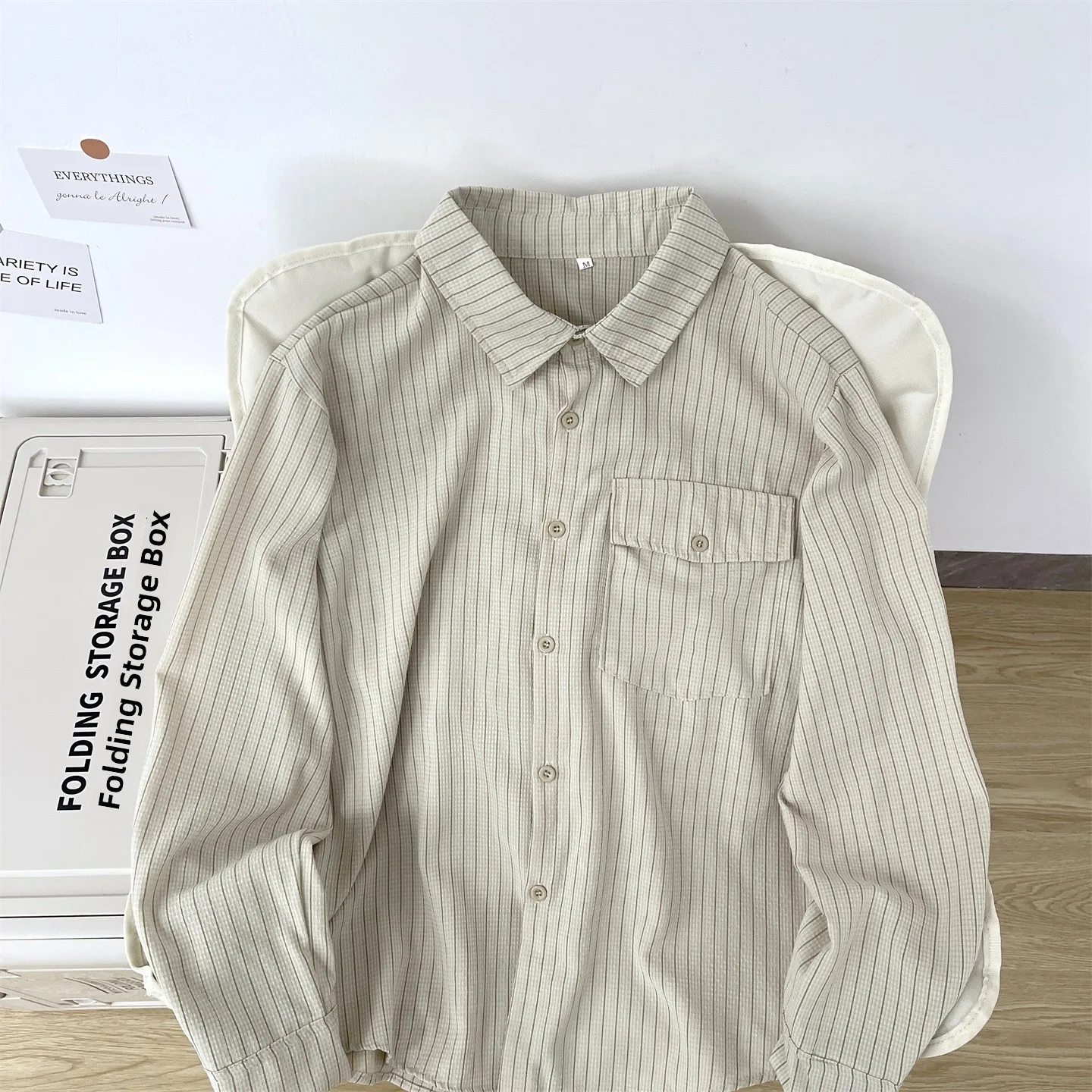 Vintage Striped Long Sve Loose Casual irt Men's Sli Workwear irt Jaet Polyester Fiber No Brand Daily Wear
Vintage Striped Long Sve Loose Casual irt Men's Sli Workwear irt Jaet Polyester Fiber No Brand Daily Wear
