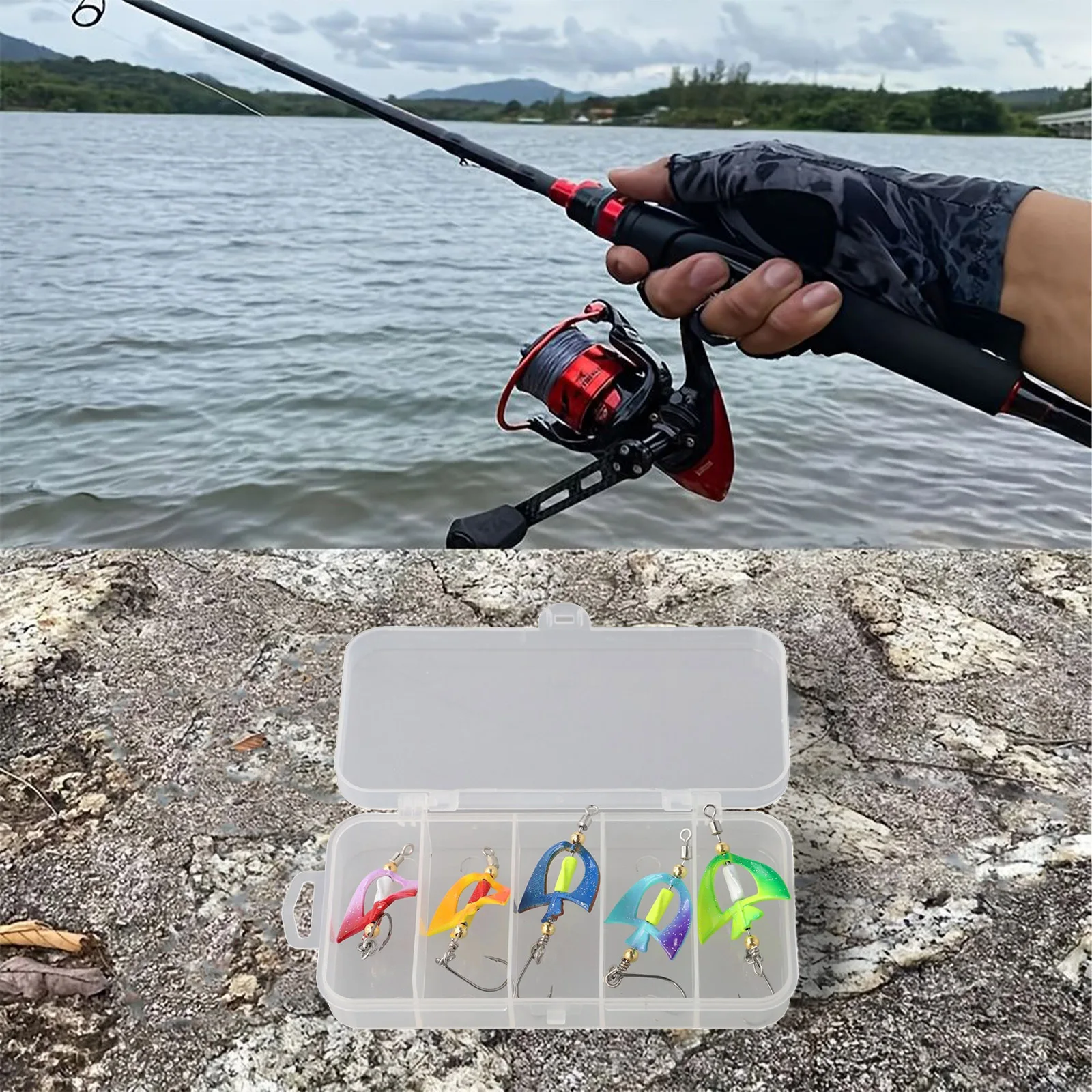 Набор из 5 рыболовных приманок: джиг-головки, искусственные крючки-блесны, спиннеры, твистеры, светоотражающие приманки с коробкой
Набор из 5 рыболовных приманок: джиг-головки, искусственные крючки-блесны, спиннеры, твистеры, светоотражающие приманки с коробкой