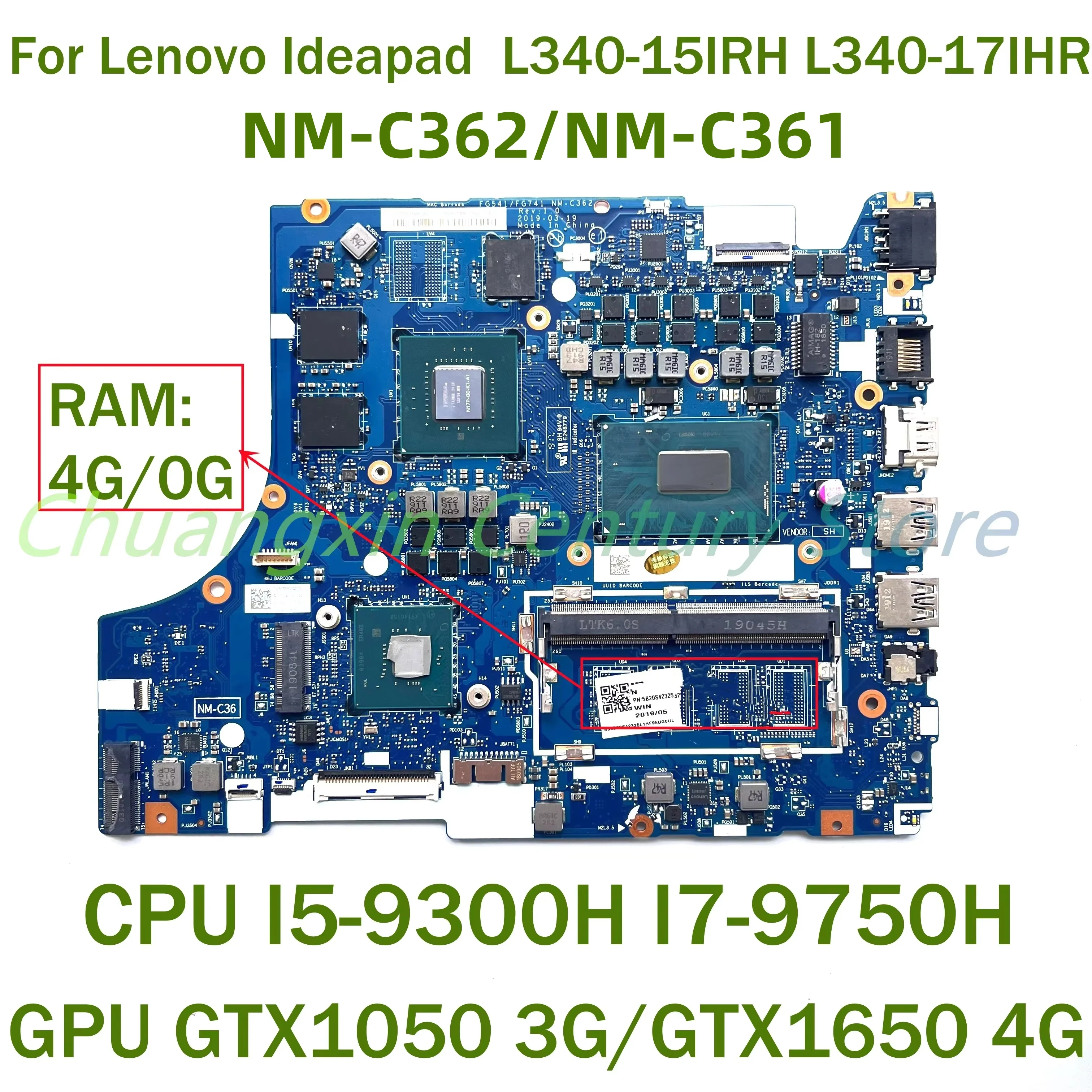 Материнская плата NM-C361/NM-C362 для Lenovo L340-15IRH L340-17IHR, процессор для ноутбука I5-9300H I7-9750H, графический процессор GTX1050 3G/GTX1650 4G RAM 4G 0G
Материнская плата NM-C361/NM-C362 для Lenovo L340-15IRH L340-17IHR, процессор для ноутбука I5-9300H I7-9750H, графический процессор GTX1050 3G/GTX1650 4G RAM 4G 0G