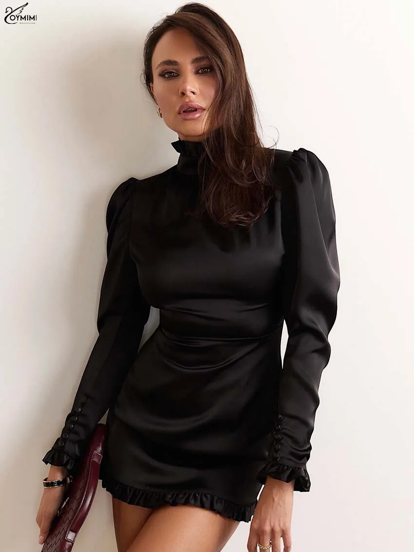 Oymimi Elegant Black Button Women's Dress Fashion Long Sleeve Open Back Zipper Dresses Casual Straight Mini Dresses Streetwear
Oymimi Elegant Black Button Women's Dress Fashion Long Sleeve Open Back Zipper Dresses Casual Straight Mini Dresses Streetwear