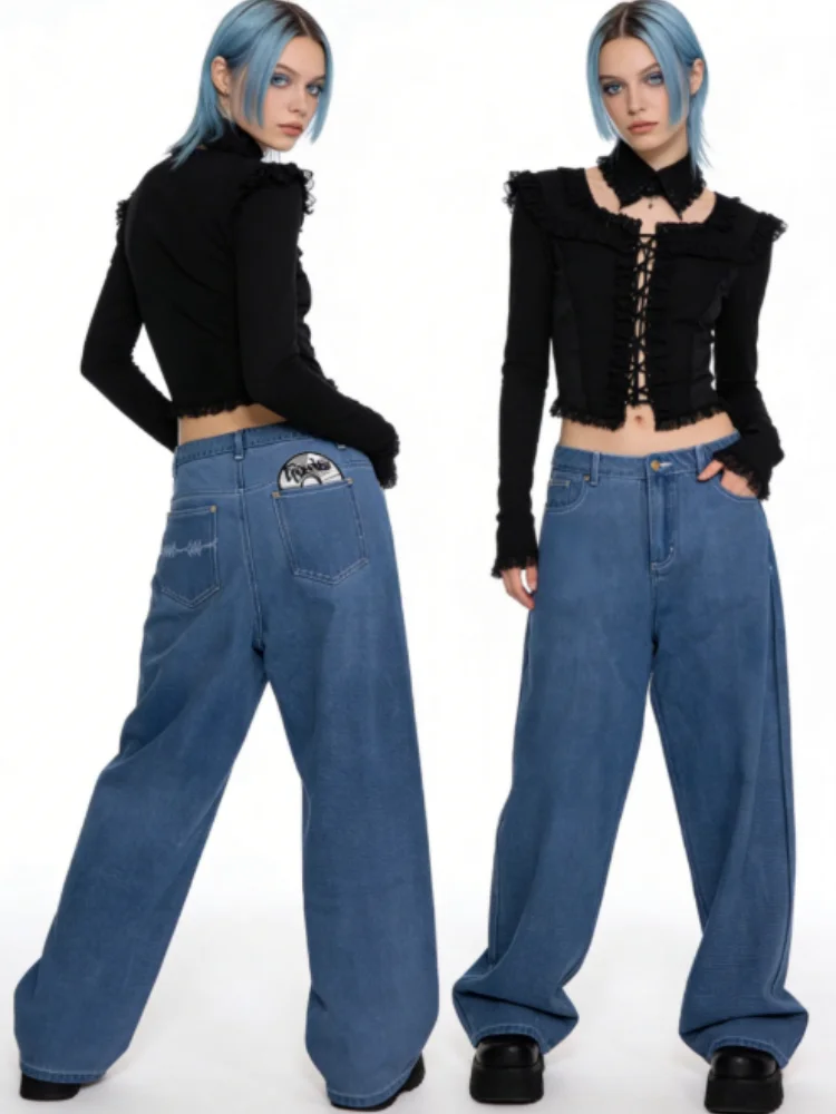 Waveform Script Print Baggy Jeans Men & Women High Waist Wide Leg Contrast Stitch Denim Pants All Season Y2K Streetwear
Waveform Script Print Baggy Jeans Men & Women High Waist Wide Leg Contrast Stitch Denim Pants All Season Y2K Streetwear