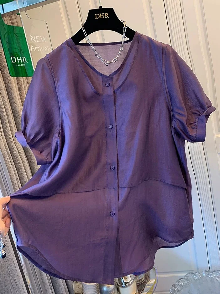plus Size Women's Casual Loose Short Sleeve Shirt Patchwork V-neck Single Piece Summer Fashion Korean Style Polyester Fiber
plus Size Women's Casual Loose Short Sleeve Shirt Patchwork V-neck Single Piece Summer Fashion Korean Style Polyester Fiber