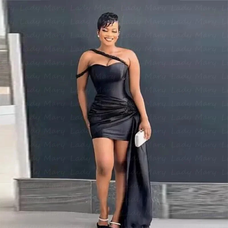Charming Black Homecoming Dresses Short Prom Evening Gowns Pealrs One Shoulder Ruched Satin Mini Length Cocktail Party Wear Maxi
Charming Black Homecoming Dresses Short Prom Evening Gowns Pealrs One Shoulder Ruched Satin Mini Length Cocktail Party Wear Maxi