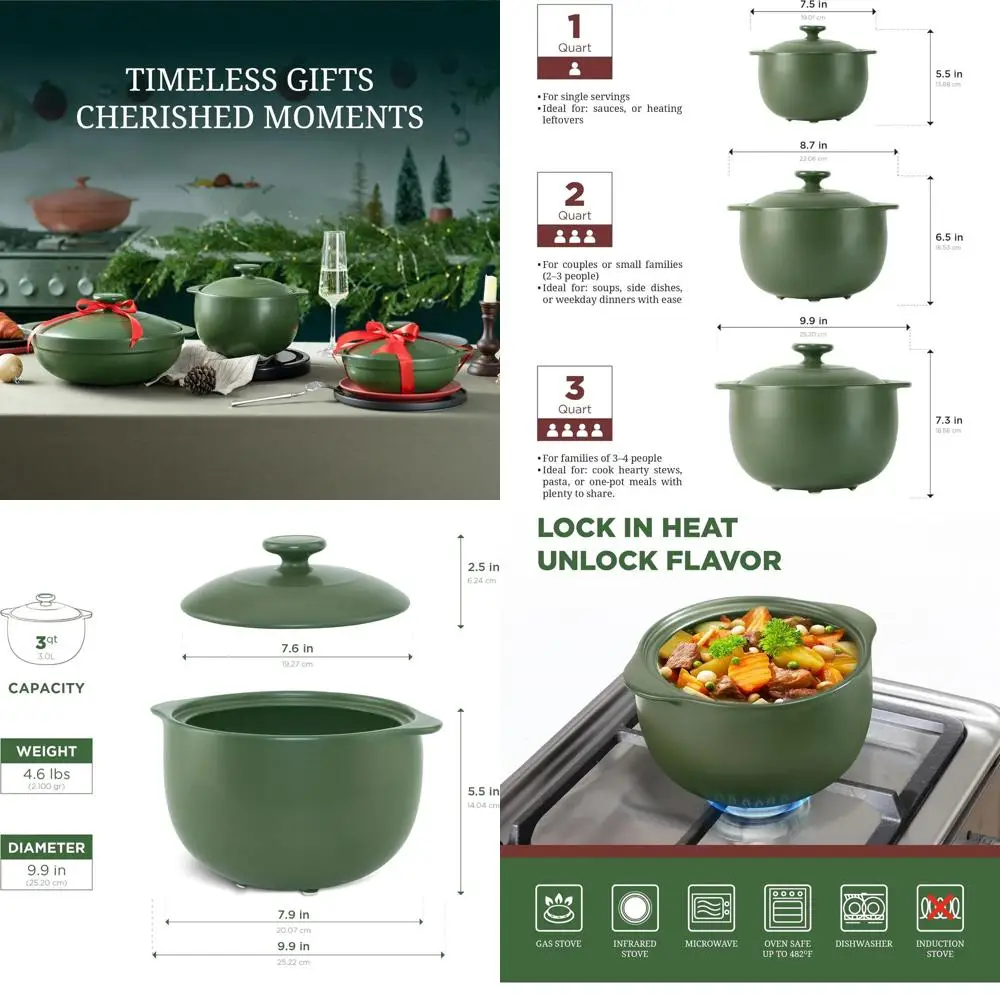 3-Qt Porcelain Dutch Oven with Lid - Lead-Free, Oven-Safe, Gas & Infrared Cooktop Compatible, Ideal for Cooking, Baking, and Ser
3-Qt Porcelain Dutch Oven with Lid - Lead-Free, Oven-Safe, Gas & Infrared Cooktop Compatible, Ideal for Cooking, Baking, and Ser