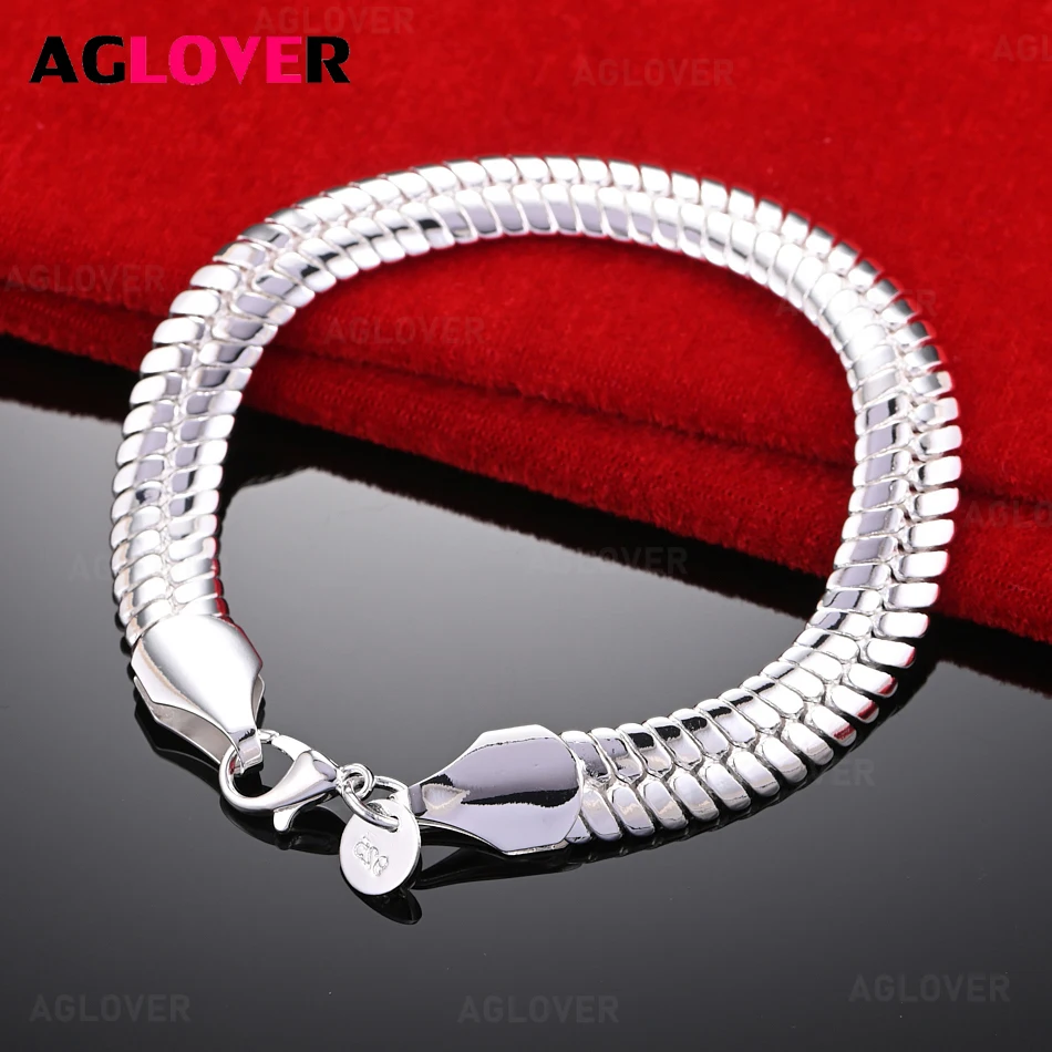 AGLOVER 925 Sterling Silver 10mm Snake Chain Bracelet Charm Fashion Holiday Gift Jewelry
AGLOVER 925 Sterling Silver 10mm Snake Chain Bracelet Charm Fashion Holiday Gift Jewelry