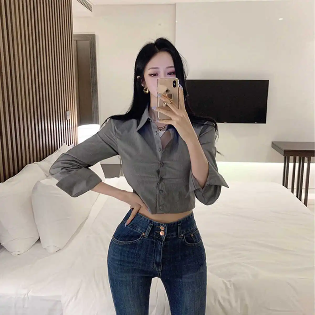 ay irt Women's Slim Fit Long Sve ort Length Waist-Cinching Design Spring Autumn Collar Button-Up Commute Sle
ay irt Women's Slim Fit Long Sve ort Length Waist-Cinching Design Spring Autumn Collar Button-Up Commute Sle