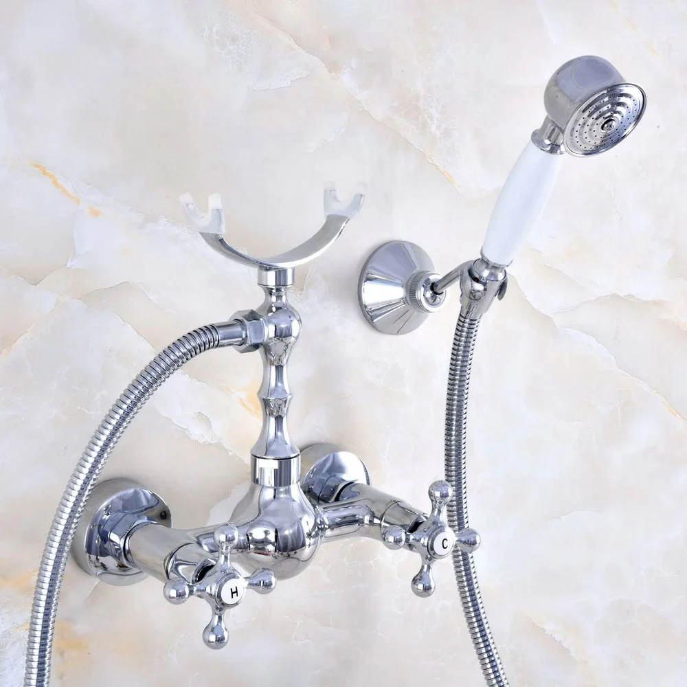 Contemporary Chrome Brass Wall Mounted Bathroom Shower Faucet Set with 150CM Hose Handheld Spray Head Mixer Tap Dna725
Contemporary Chrome Brass Wall Mounted Bathroom Shower Faucet Set with 150CM Hose Handheld Spray Head Mixer Tap Dna725