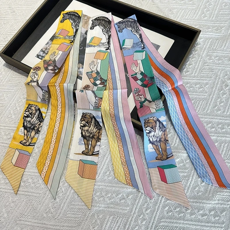 86*5CM Wholesale 100% Mulberry Silk Scarf Women Elegant Double Sided Luxury Animal Printed Skinny Bag Scarves Neckerchief 2pcs
86*5CM Wholesale 100% Mulberry Silk Scarf Women Elegant Double Sided Luxury Animal Printed Skinny Bag Scarves Neckerchief 2pcs