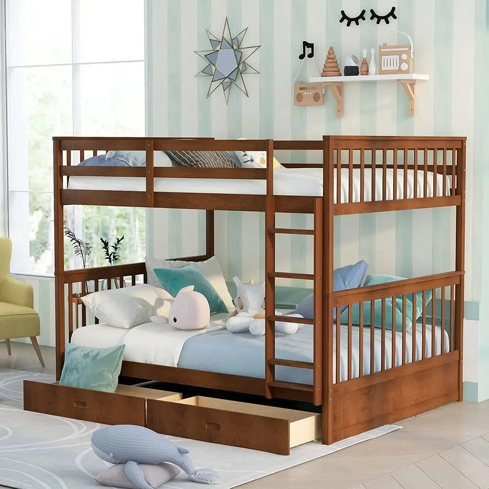 Full-Over-Full Bunk Beds with Storage Drawers, Solid Wood, Convertible, Safety Rails, Suitable for Girls, Boys, Teens, Adults, W
Full-Over-Full Bunk Beds with Storage Drawers, Solid Wood, Convertible, Safety Rails, Suitable for Girls, Boys, Teens, Adults, W