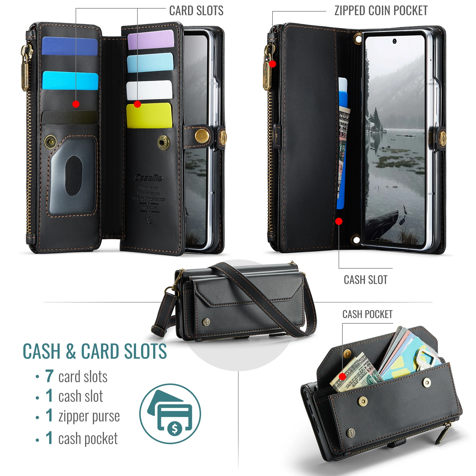 Многофункциональный чехол-кроссбоди для Samsung Galaxy Z Fold 7, Z Fold 6, 5, 4, 3 с RFID-защитой, держателем для карт и кожаным кошельком
Многофункциональный чехол-кроссбоди для Samsung Galaxy Z Fold 7, Z Fold 6, 5, 4, 3 с RFID-защитой, держателем для карт и кожаным кошельком