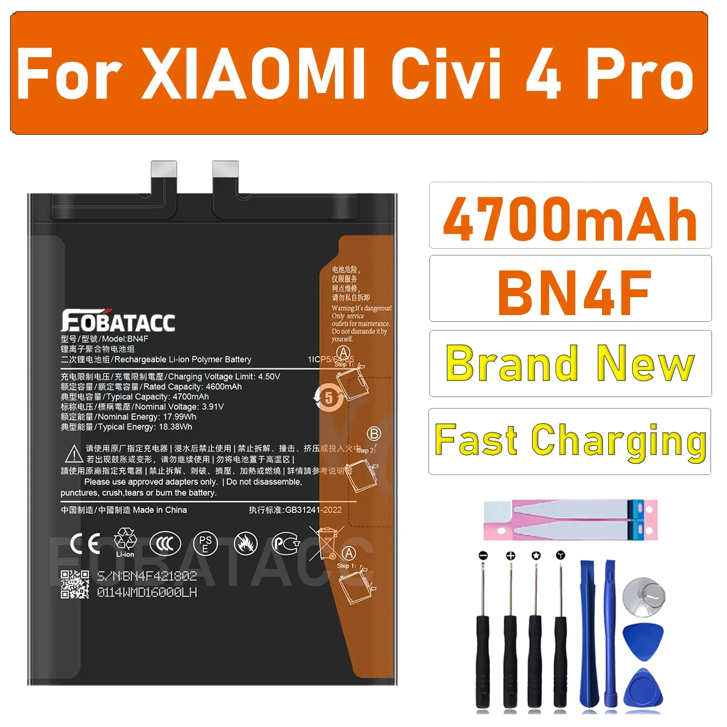 2025 Years EOTABACC New 100% High Quality BN4F Battery For Xiaomi Civi 4 Pro mobile phone Bateria+ Free Tools
2025 Years EOTABACC New 100% High Quality BN4F Battery For Xiaomi Civi 4 Pro mobile phone Bateria+ Free Tools