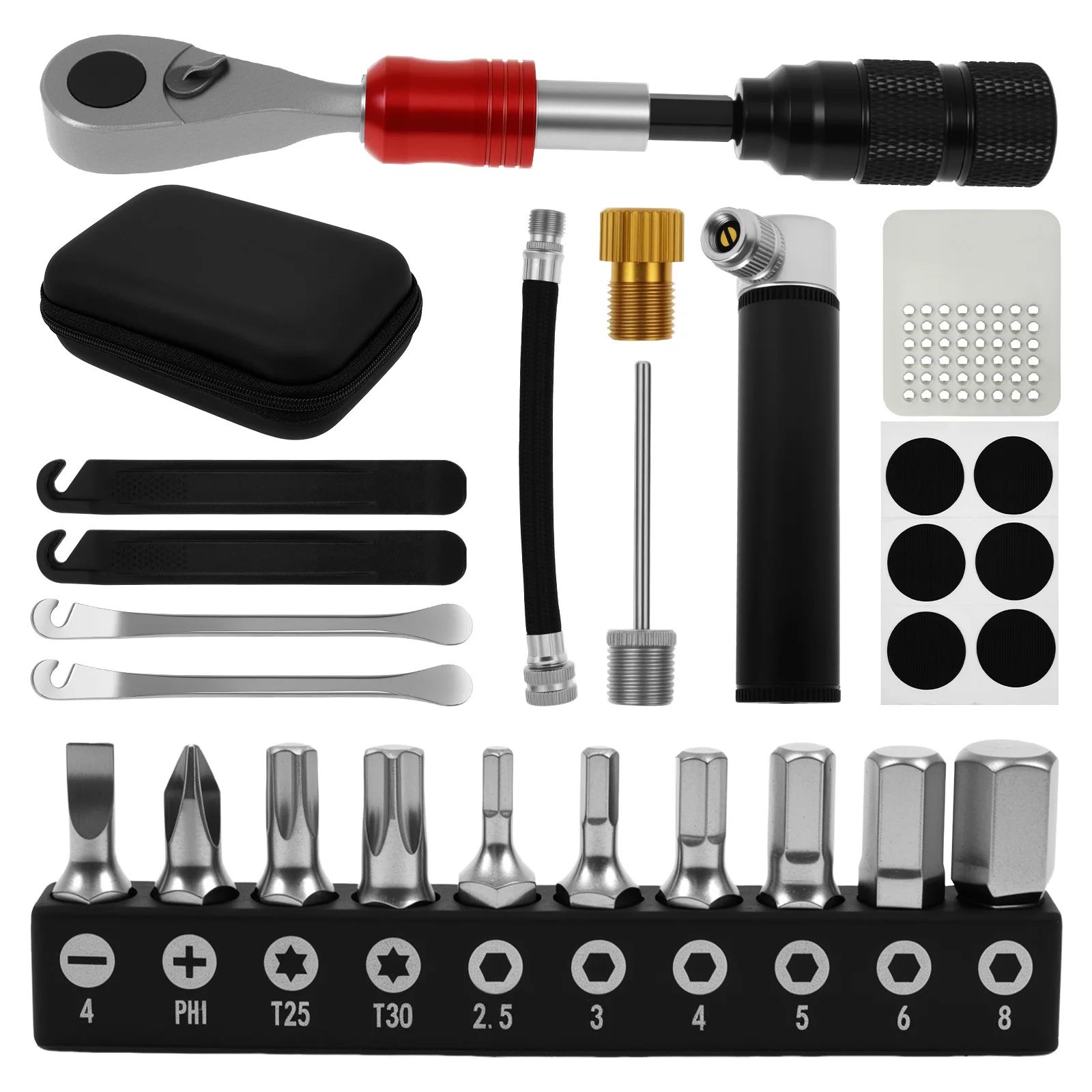 Bicycle Repair Tools Kit Aluminum Alloy Bike Repair Ratchet Wrench Set with 10 Magnetic Bits and Storage Box for Furniture Bike
Bicycle Repair Tools Kit Aluminum Alloy Bike Repair Ratchet Wrench Set with 10 Magnetic Bits and Storage Box for Furniture Bike