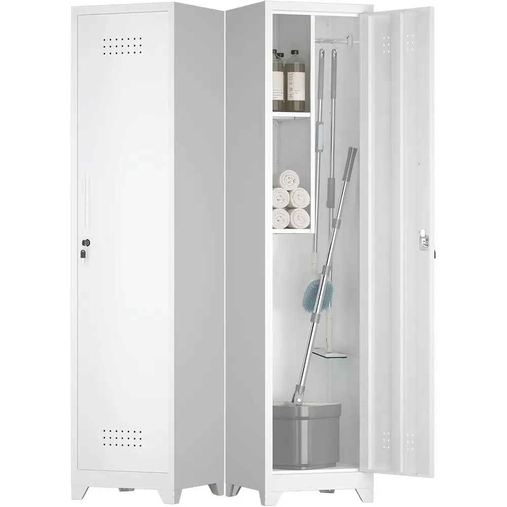 65 Tall Metal Storage Cabinet with Lock, Shelves & S-Hooks, Ideal for Utility, Office, Pantry, Bathroom, Garage, White
65 Tall Metal Storage Cabinet with Lock, Shelves & S-Hooks, Ideal for Utility, Office, Pantry, Bathroom, Garage, White