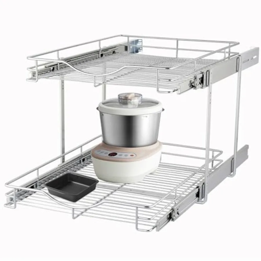 2 Tier Pull Out Cabinet Organizer 14 W X 18 D Double Tier Wire Basket Slide Out Shelf Storage for Kitchen Pantry Bathroom Chrom
2 Tier Pull Out Cabinet Organizer 14 W X 18 D Double Tier Wire Basket Slide Out Shelf Storage for Kitchen Pantry Bathroom Chrom