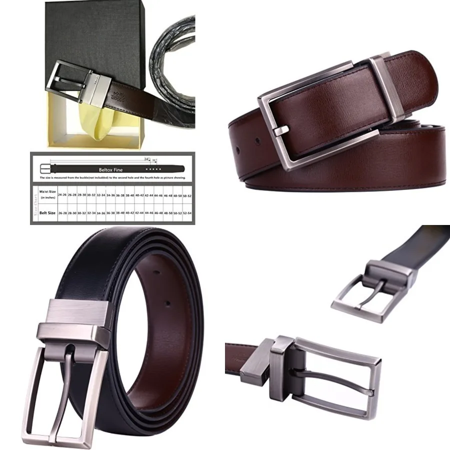 Men's Dress Belt Leather Reversible 1.25" Wide Rotated Buckle Gift Box, 26-28 in, Black/Brown
Men's Dress Belt Leather Reversible 1.25" Wide Rotated Buckle Gift Box, 26-28 in, Black/Brown