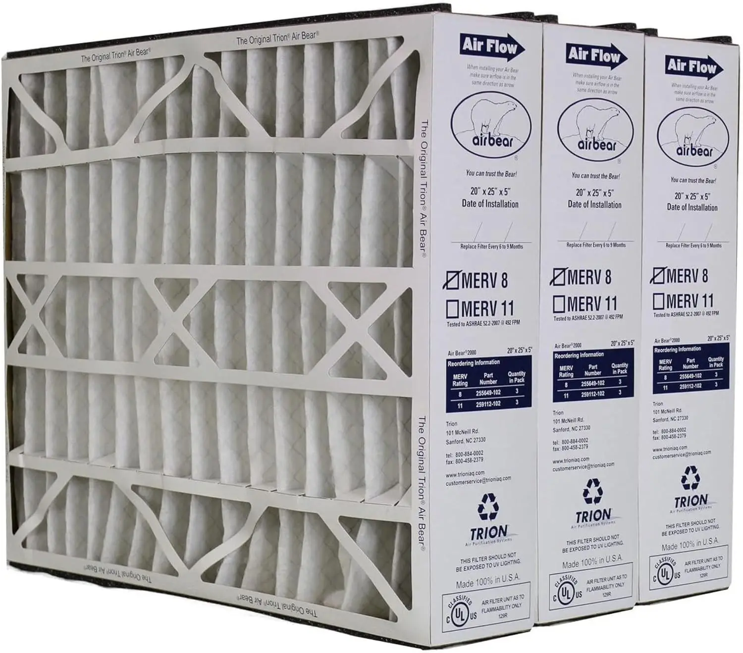 20x25x5 MERV 8 Air Purifier Filter Replacement for Air Bear Supreme, Right Angle, Cub Cleaner (3 Pack)
20x25x5 MERV 8 Air Purifier Filter Replacement for Air Bear Supreme, Right Angle, Cub Cleaner (3 Pack)