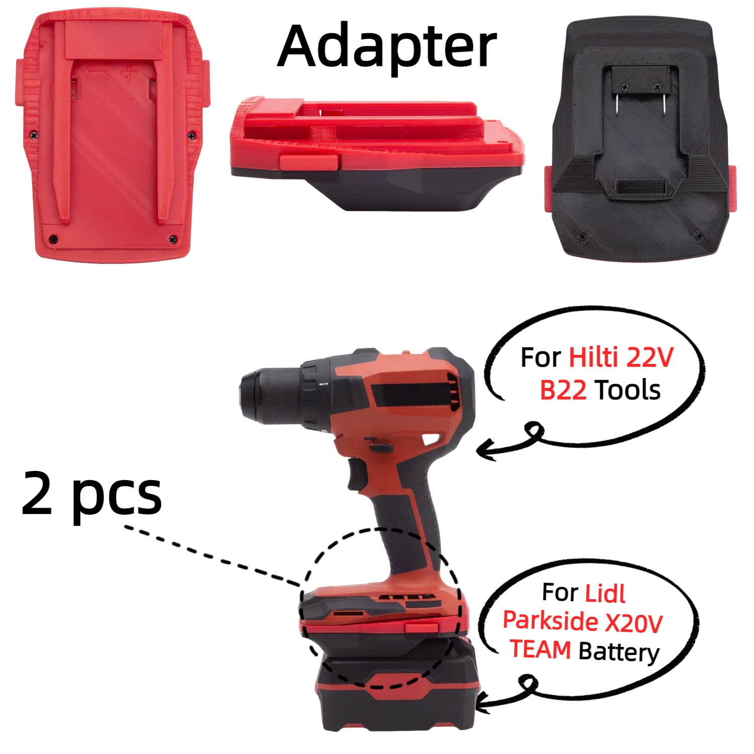 2 Pcs Battery Adapter for Lidl Parkside X20V TEAM Li-ion Battery TO Hilti 22V B22 (B22-2.6,B22-4.0,B22-8.0) Tools(Only Adapter)
2 Pcs Battery Adapter for Lidl Parkside X20V TEAM Li-ion Battery TO Hilti 22V B22 (B22-2.6,B22-4.0,B22-8.0) Tools(Only Adapter)