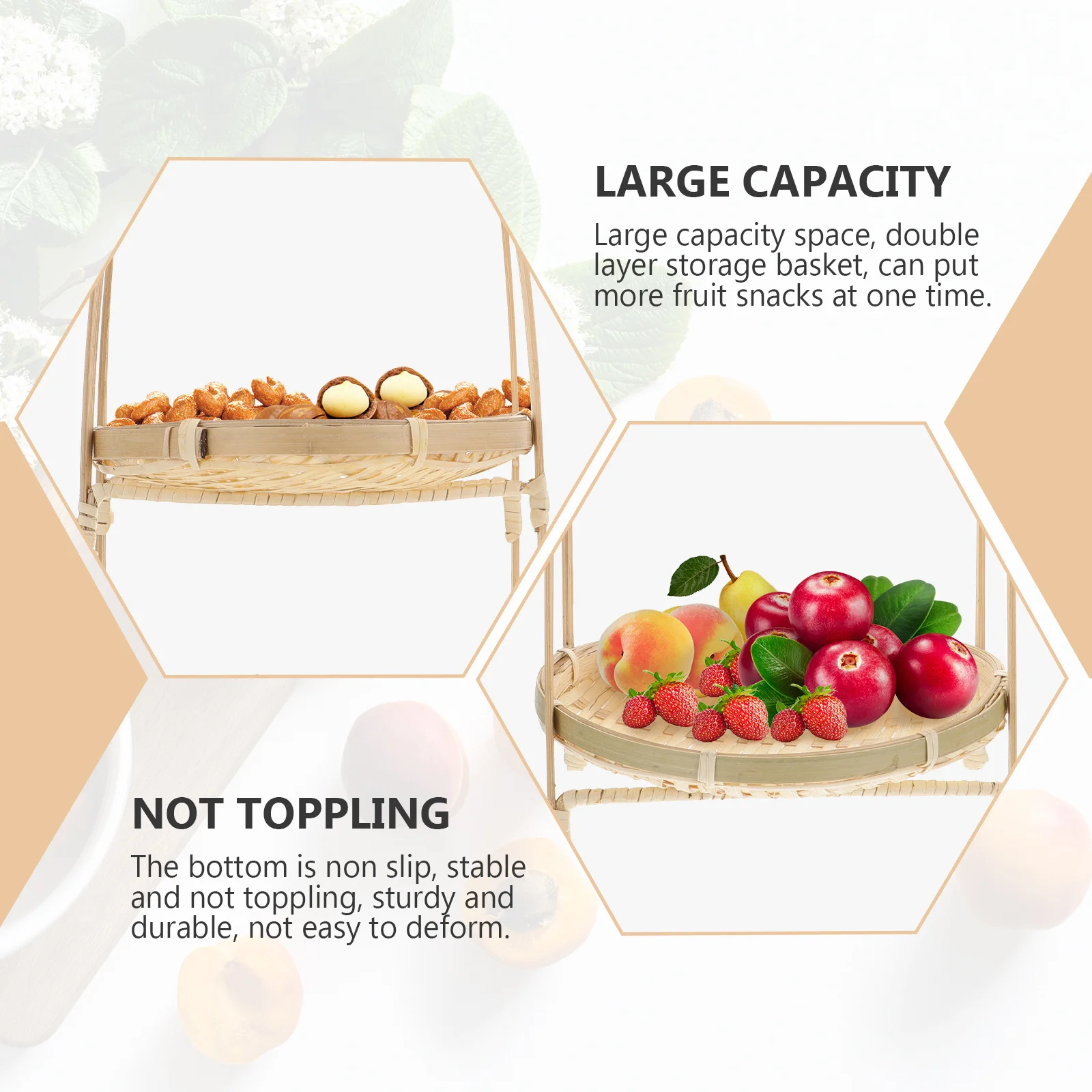 1Pcs Bamboo Woven Basket Double-Layer Handheld Fruit Basket Party Decoration Dessert Cake Storage Holder Fruit Storage Container
1Pcs Bamboo Woven Basket Double-Layer Handheld Fruit Basket Party Decoration Dessert Cake Storage Holder Fruit Storage Container
