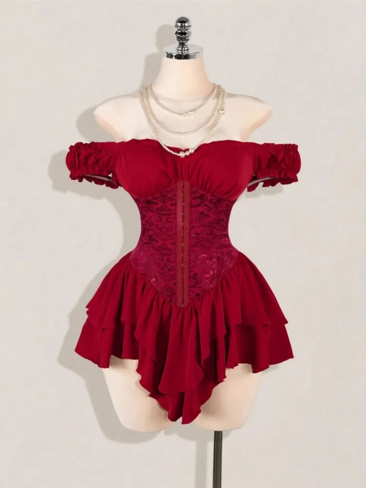Dresses For Woman Sexy Paneled One Line Neck A-line Mini Dress Solid Color Off Shoulder Simple Style Temperament Elegant Trendy
Dresses For Woman Sexy Paneled One Line Neck A-line Mini Dress Solid Color Off Shoulder Simple Style Temperament Elegant Trendy
