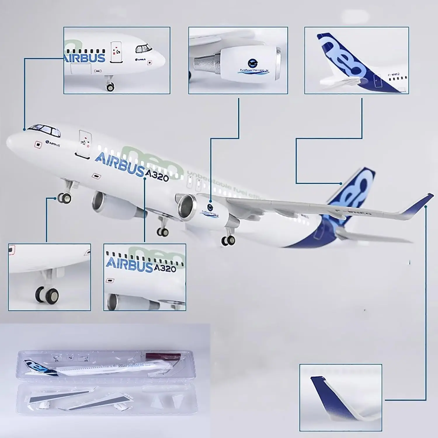 47CM Scale Airplane A320 Prototype Airlines a320 Airline Model W Light & Wheel Diecast Plastic Resin Plane Collection Desk Acces
47CM Scale Airplane A320 Prototype Airlines a320 Airline Model W Light & Wheel Diecast Plastic Resin Plane Collection Desk Acces